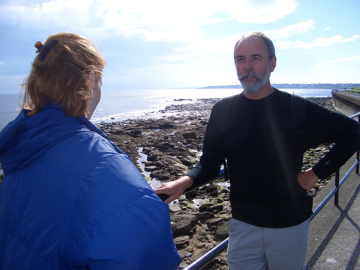 <p>It was the most <em>lovely</em> day, Whitley Bay behind me and the blue mirror sea beyond.  Pippa, Pippa (so good they named them twice) and me out for a stroll.</p>