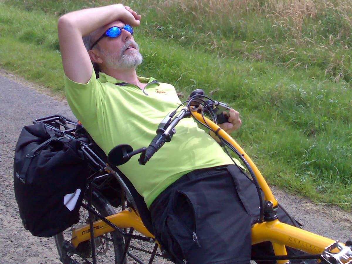 Practising my 'I want to be alone' pose by the look of it ;-)  Though in fact this is my "hell it's so hot and that after that climb I'm knackered" pose.