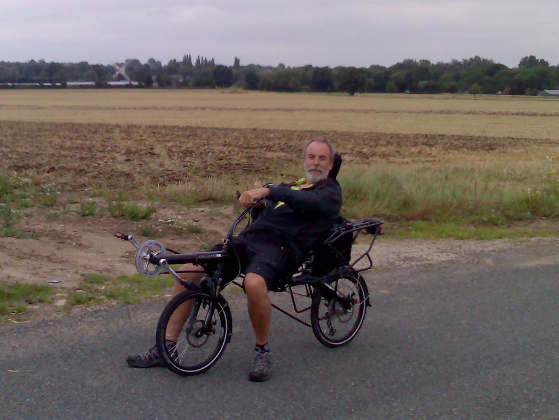 You might think this is a picture taken by Pips of me on my bike.  You'd be wrong.  This is a picture taken by Pips of a windmill with me in the way.
