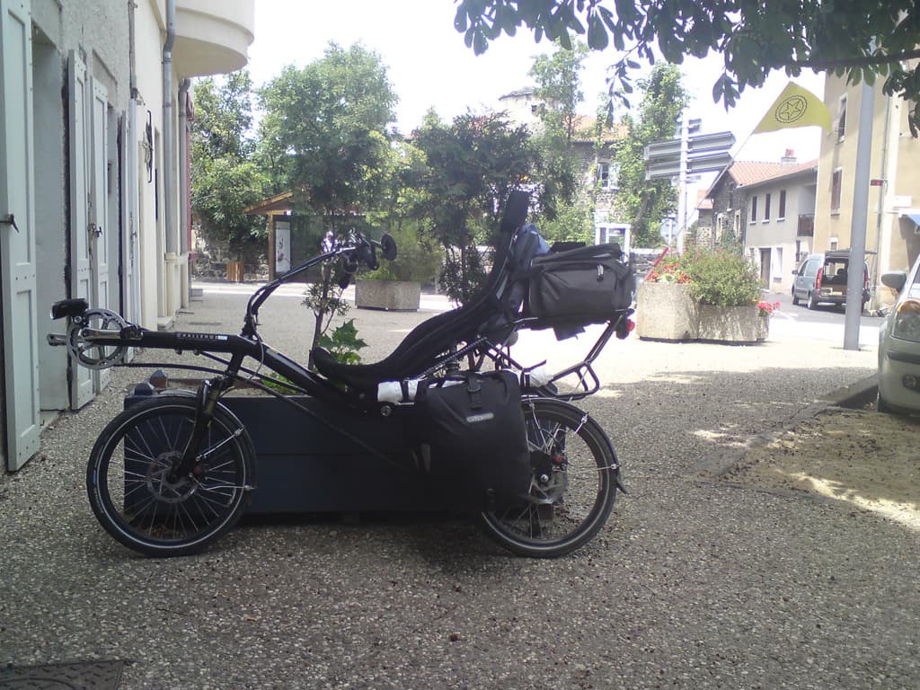 13.47 - I stopped for lunch in Solignac, and, initially I'd thought I'd stop here but the campsite was closed so I had to press on.<p>The owner of the bar had said he had no food either but when I pressed, and he realised I was on a bike, he rustled me something up.  I needed it, I was starting to tire.