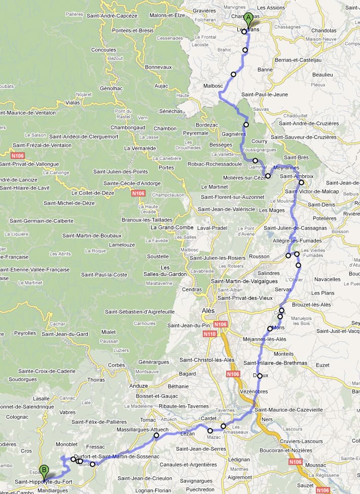 Stats: 102km, avg 14.8km/hr, max 54.7km/hr, 7hrs riding but my first photo was at 6.00 and my last before finding the campsite was at 3.00pm so I was travelling, except for an early lunch, for 9 hours.<p>My biggest distance day.