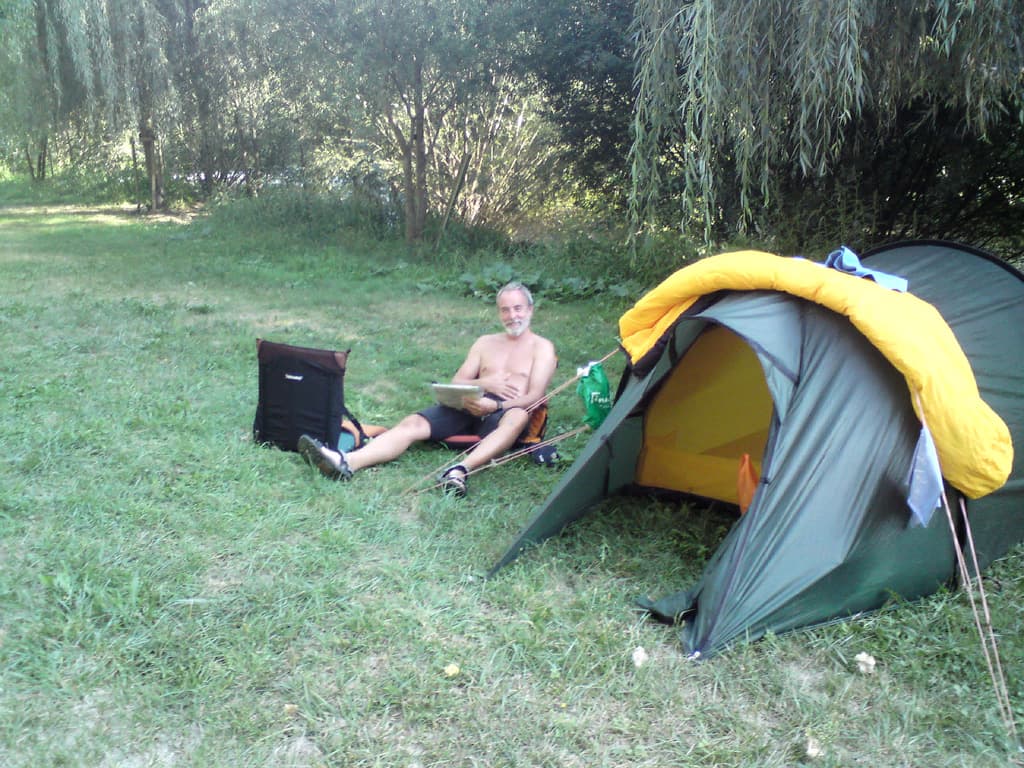 Pippa had the camera this time - can you make out the pretty river behind me?