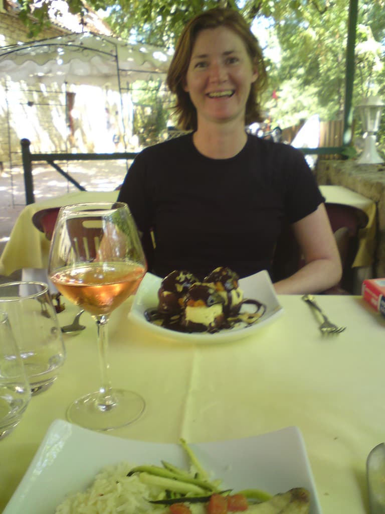 Pips is never so happy as when she has a plate of profiteroles
 with hot chocolate sauce in front of her.