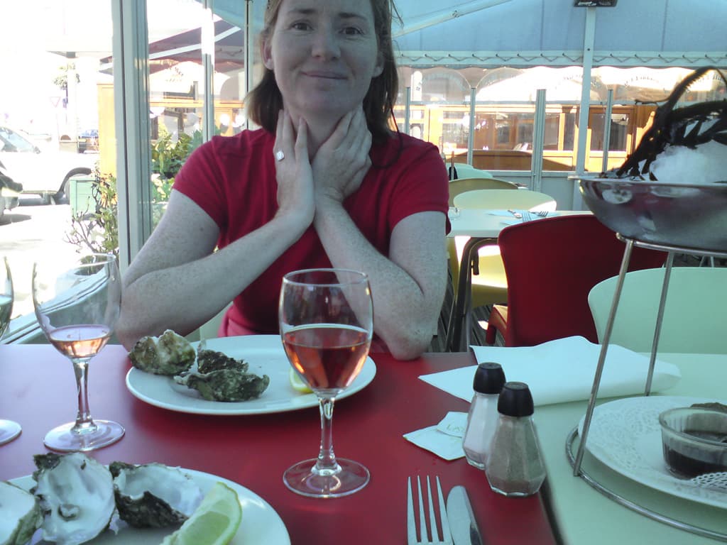 The night before our return we drove to St Omer and stayed there.  We didn't like it one bit.  It reminded me too much of the Bigg market, shell suits, people with white socks, larger and lime.  We were happy to leave.<p>The morning of our departure we drove slowly towards Calais and stopped in Gu&icirc;nes.  I wish we'd stopped here it was a pretty little place with the most friendly person in the tourist office you're ever likely to meet.  She told us of this place to have lunch in Calais, La Mer.<p>We had half a dozen oy'sters, the tastiest fish soup and then scallops and monkfish gratin.  What a nice way to say goodbye to France.