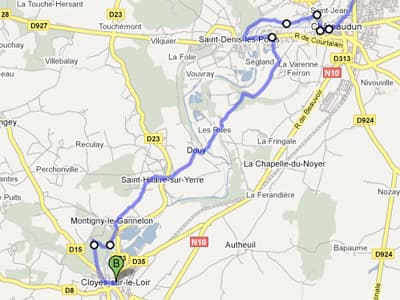 Chateaudun to Cloyes sur Loir