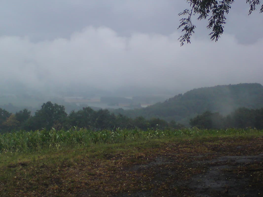 <p>The hills didn't look so much but my god were they steep.&nbsp; I'd cycled all the way from Auxerre, and through parts of the Limousin, which is known for being hilly, and I didn't once have to get off to push.&nbsp; I did here.&nbsp; Twice.</p><p>It's slightly too cloudy to make out but the view down into the Garonne valley was quite impressive.</p>