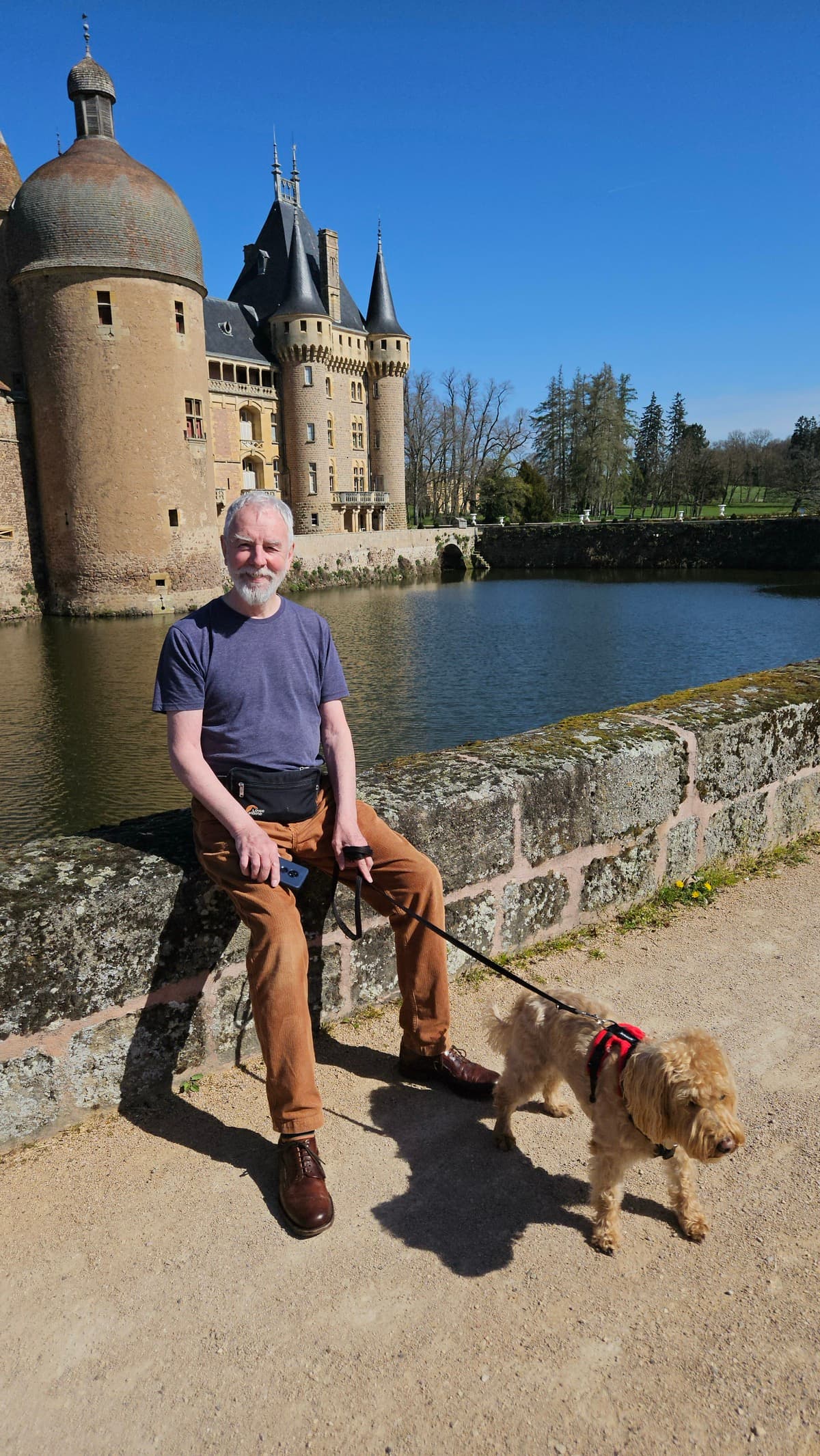 I'm happy having my photo taken, but Sam wants to cross the road to get Pippa.