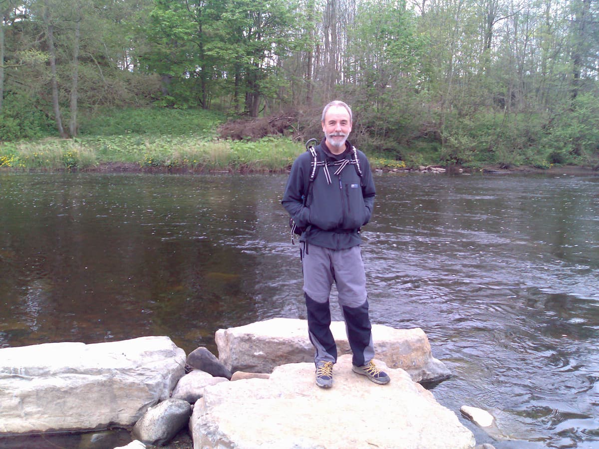 This was a long stone jetty built from huge stones, this is me enjoying the river.