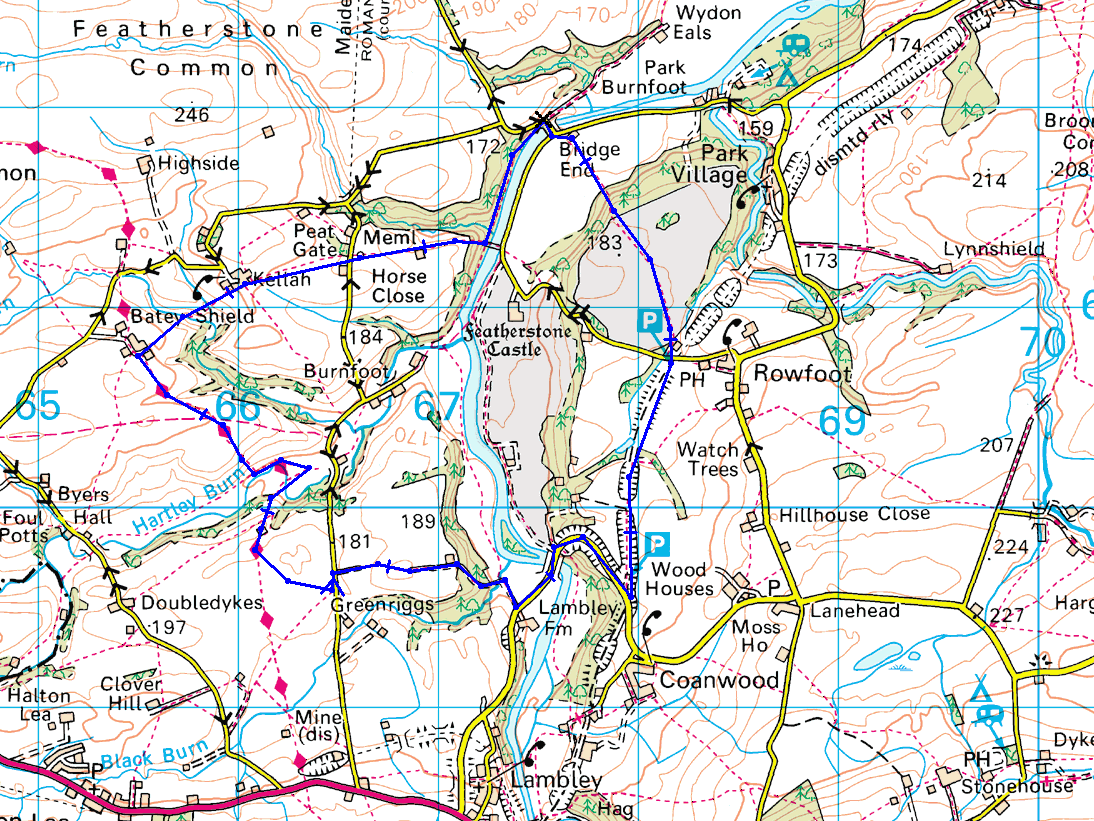 We started by walking by the river and then doing a large circle and finishing by going up the South Tyne Path which followed disused railway.  At Rowfoot there was a smashing pub, the Wallace Arms, where we had lunch outside on a sunny table.