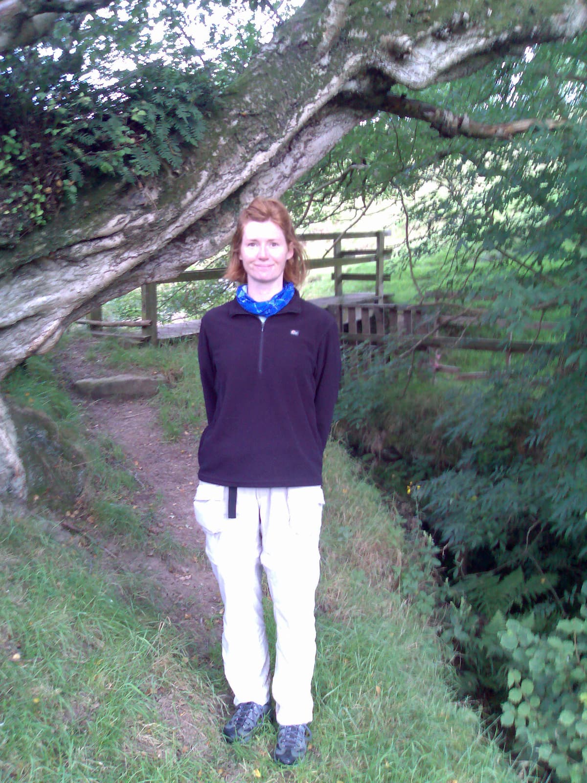 Over a little footbridge, into a small valley with crags on one side, a very pretty spot.