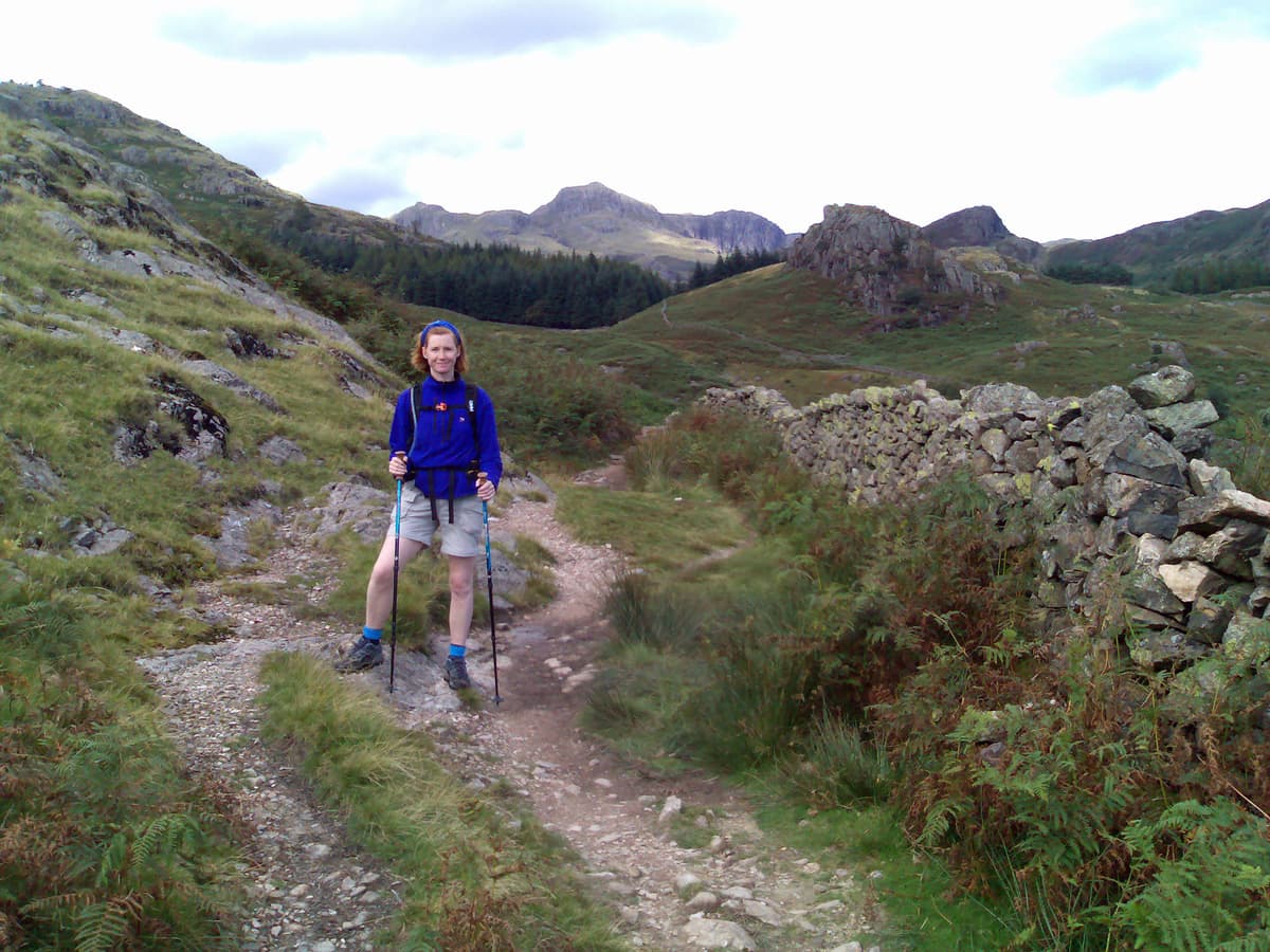 It has to be sunny if Pips risks getting her legs out.  This is the final leg, so to speak, around the east side of the hill, Blea Moss it's called.